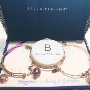 Bella Perlina Grandma Charm Bracelet Set Gold Tone Happiness Is Being A Grandma